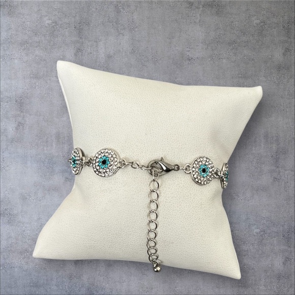 Paved evil eyes bracelet silver plated - Picture 2 of 3